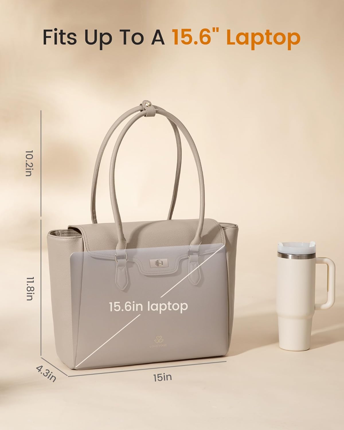 LOVEVOOK Laptop Bag for Women Soft Leather Work Bag, Office Shoulder Tote Purse with Flap Briefcase for Teacher Nurse