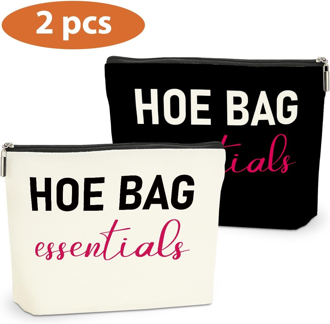 White Elephant Gifts, 2 PCS Funny Gifts for Women Makeup Bag, Birthday Fun Hostess Gift for Women Girls Friends Cosmetic Bags Gag Gifts Girls Weekend Overnight Makeup Funny Travel Pouch, Black White