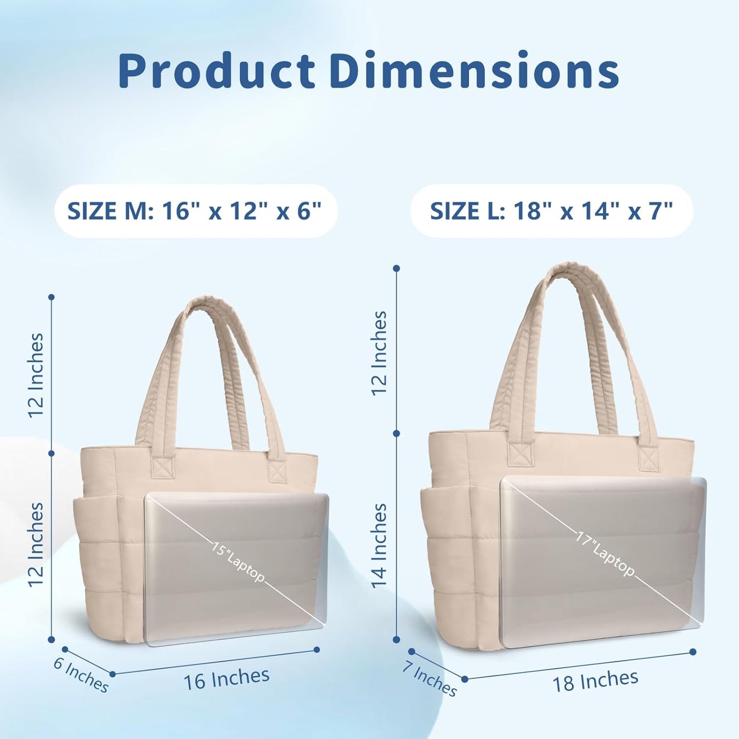 TOPDesign Puffer Tote Bag for Women, Lightweight Puffy Handbag with Compartments, Quilted Shoulder Bag for Work, Travel, Gym