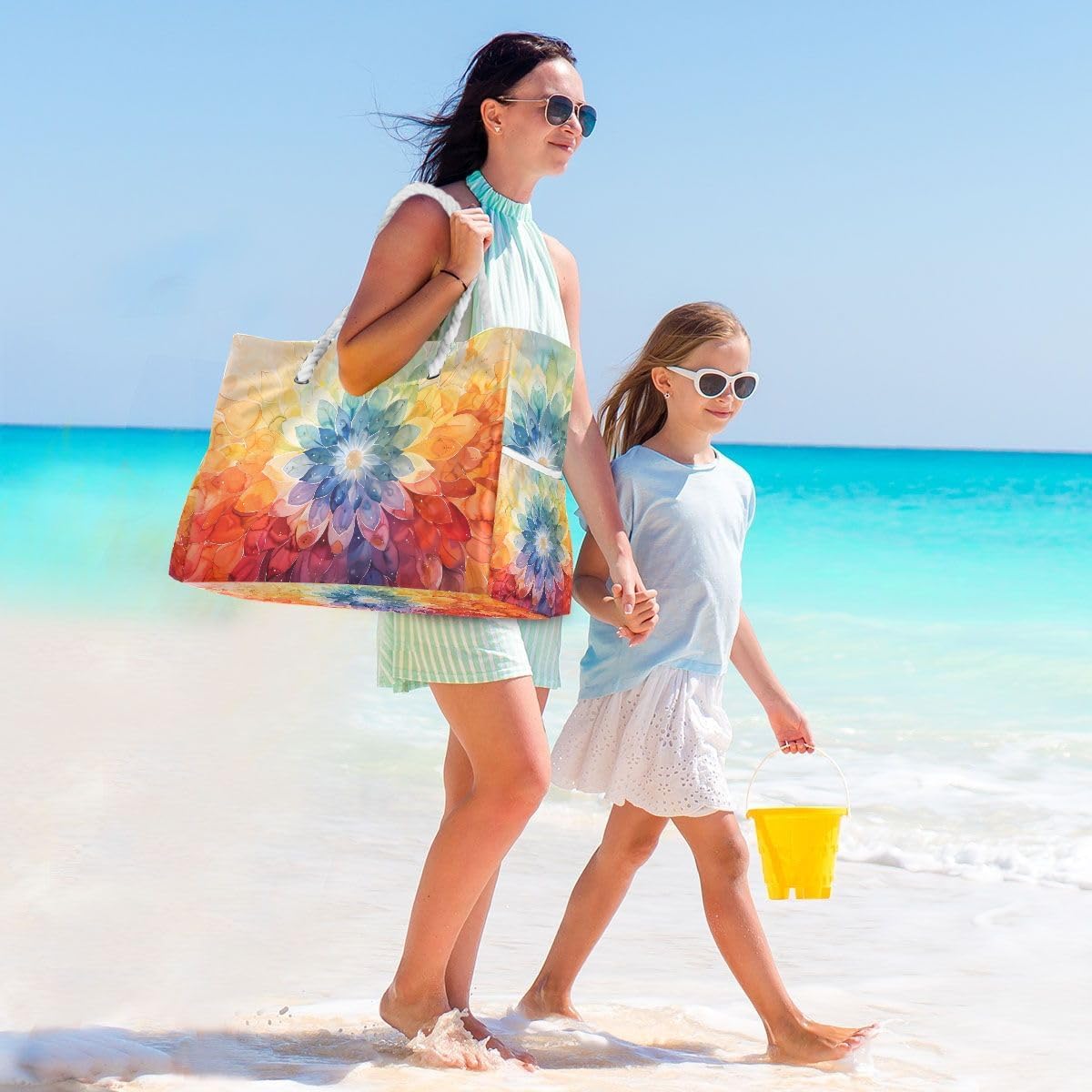senya Large Beach Bags Totes Swim Canvas Tote Shoulder Bag Water Resistant Bags for Gym Travel Daily