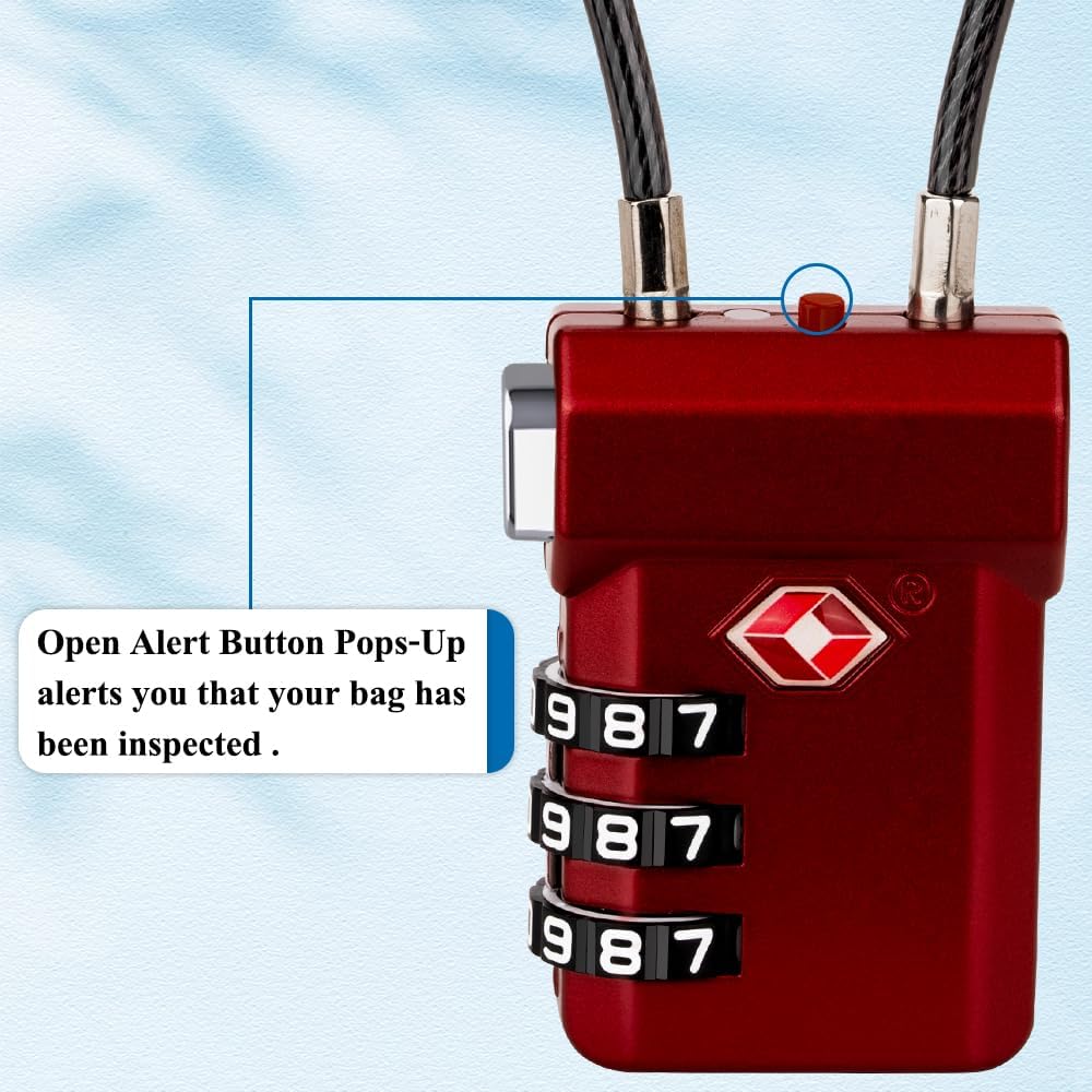 SURE LOCK TSA Approved 3-Digit Combination Luggage Locks – Open Alert Indicator, Re-settable Code with Zinc Alloy Body, Easy-Read Dials for Suitcase, Backpack, Gym Locker & Toolbox (Multiple Colors)