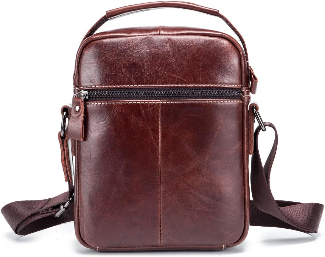 KPYWZER Genuine Leather Shoulder Bag Small Men Messenger Pack Handbag Sling Crossbody Bag Man Purse