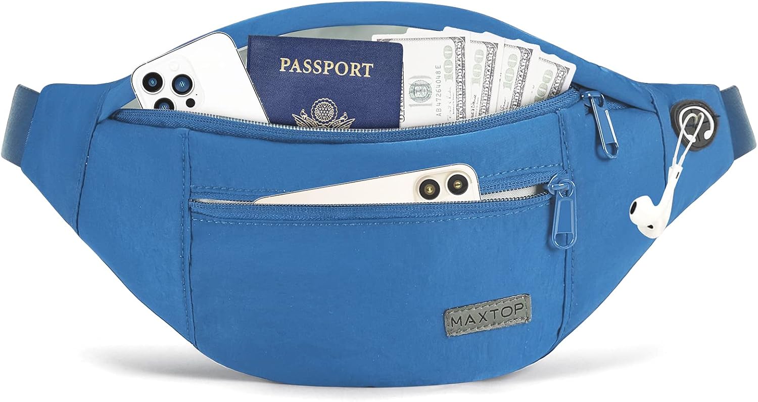MAXTOP Large Crossbody Fanny Pack with 4-Zipper Pockets,Gifts for Enjoy Sports Festival Workout