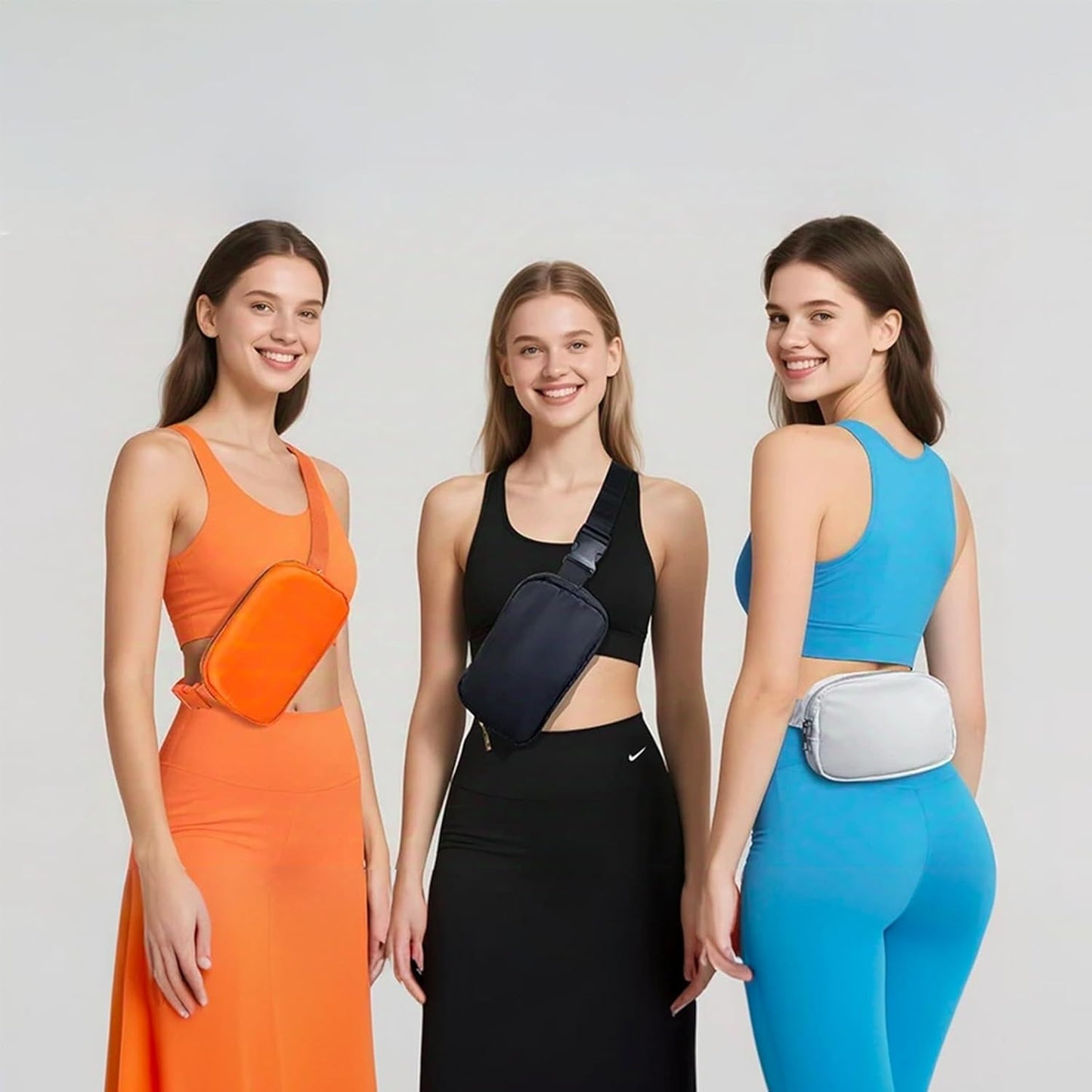 Belt Bag Zipper Fanny Pack Crossbody Bags for Women,Fashion Nylon Waist Packs, Water Repellent Two Way wear with Adjustable Strap Gifts for Teenage Girls Women Men(Black)