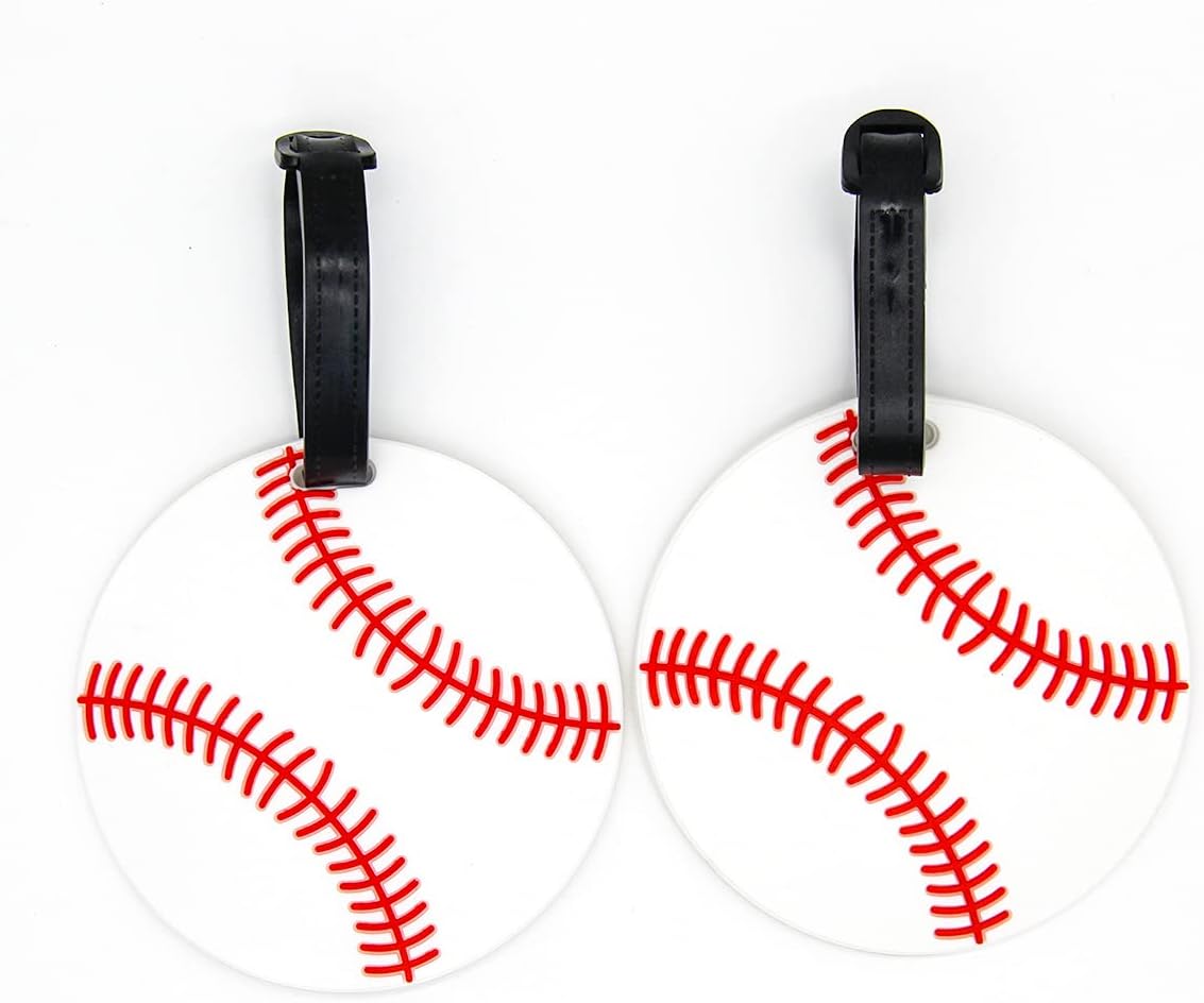 Baseball Luggage Tags for Suitcases 2-Pack Cute Silicone Luggage Tag with Name ID Card Funny Suitcase Label
