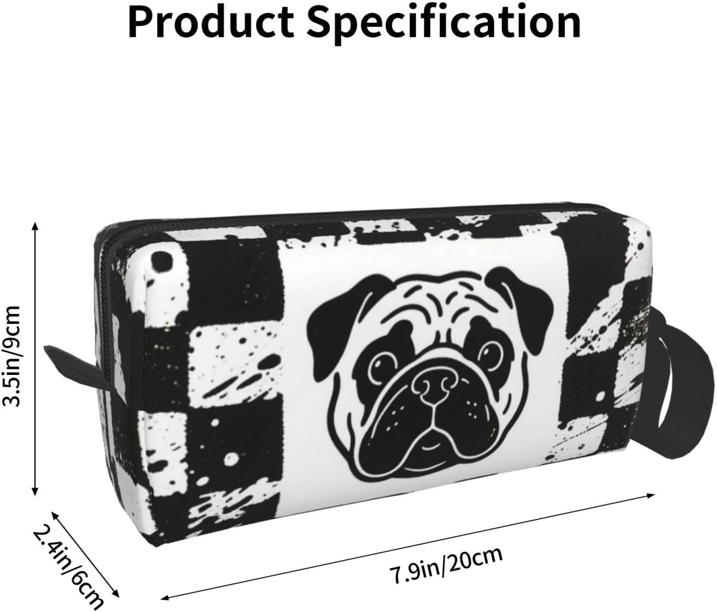 Cute Pug Face Makeup Bag Small Compact & Durable Travel Cosmetic Bag Organizer Oxford Fabric