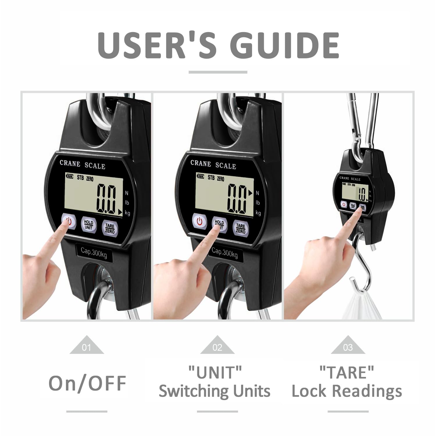 Digital Hanging Crane Scale 660LB/300KG， Deer Hunting Scales, Farm,Fishing, Fish, Meat，Game,Luggage
