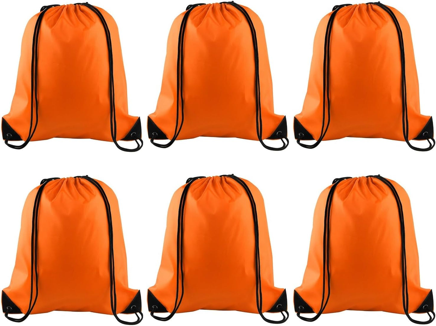 PLULON 6 Pcs Drawstring Bags Bulk Orange Drawstring Backpack String Backpack Cinch Sack Sport Gym Backpack Bags for Yoga Traveling Outdoor Sports