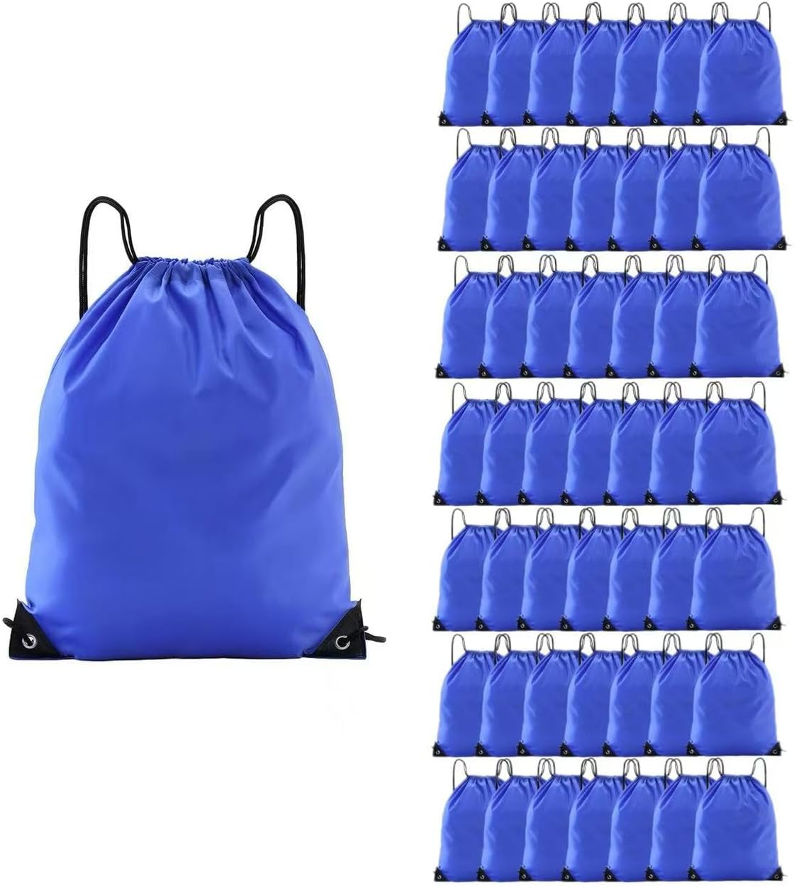 50 Pcs drawstring backpack,multi functional drawstring bag Bulk,Draw String Bags,Cinch Bag essential for gym travel, nunisex, loose and portable (50, Blue)