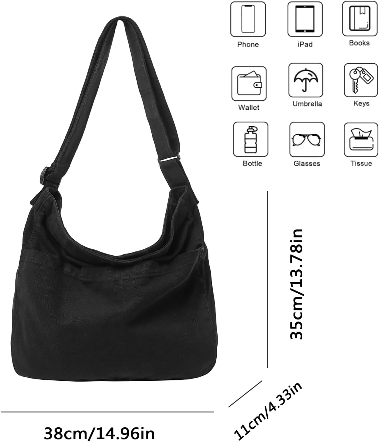 Canvas Messenger Bags for Women Crossbody Bag for School Hobo Men Cute Large Shoulder Lightweight Tote