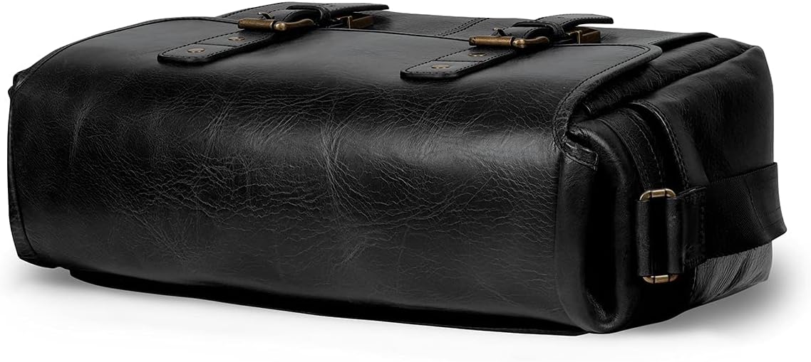 MegaGear Italian Leather Messenger Bag, Lightweight Unisex Business Briefcase Satchel Portfolio, Multi Compartment