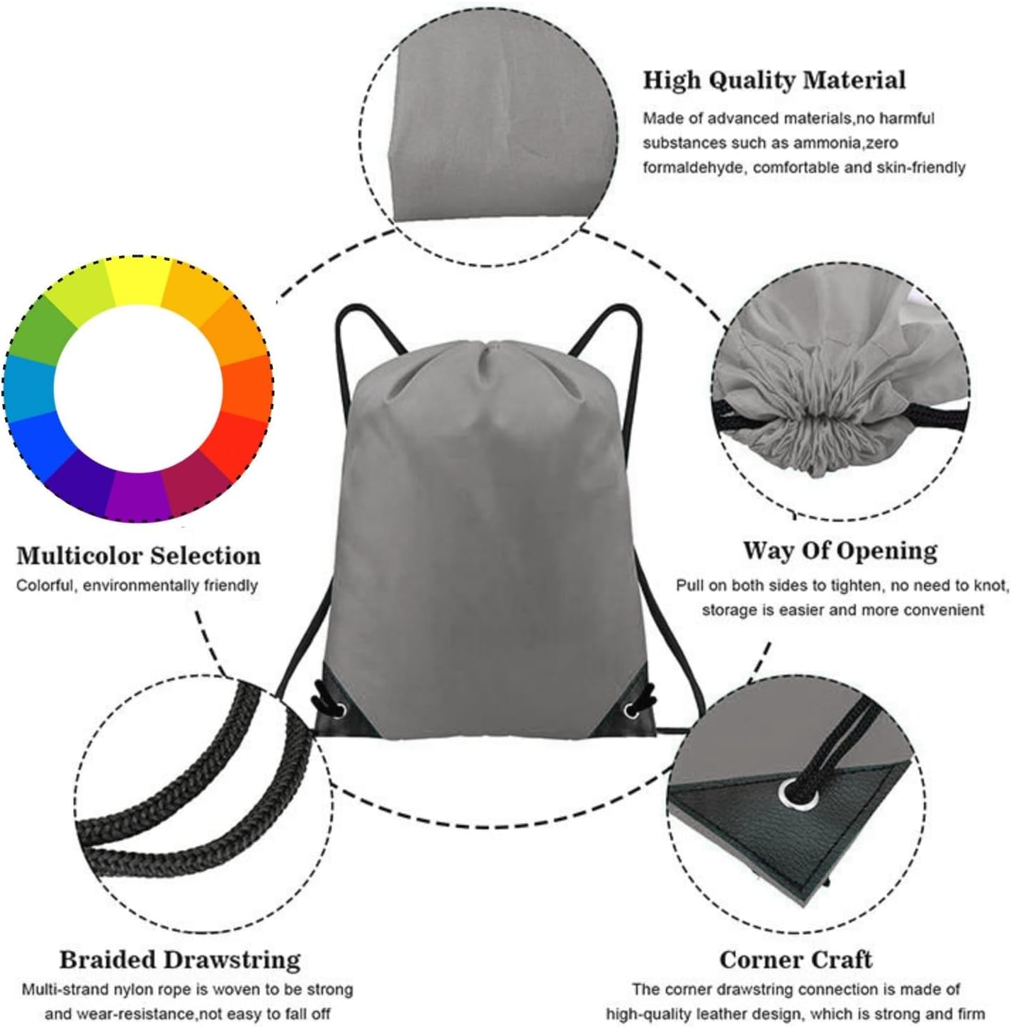 Drawstring Backpack Bulk 50 Packs Draw String Bags for Gym Sports Trip Pedestrianism Cinch Sack DIY