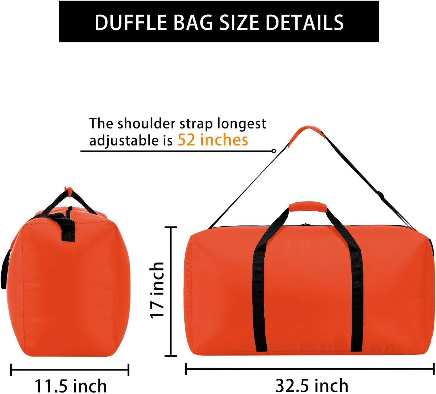 Extra Large Duffel Bag 105L Lightweight Luggage for Travel-Orange