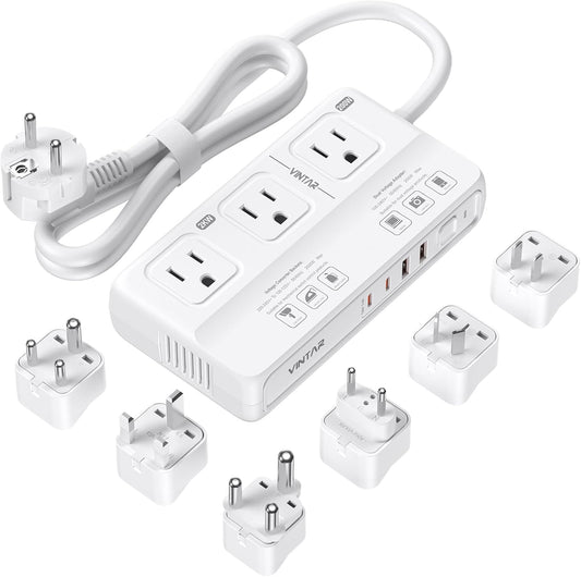 220V to 110V Voltage Converter, VINTAR 2000W Universal Travel Adapter Voltage Converter US to Europe, International Step Down Transformer Power Converters Adapter Combo for EU UK JP AU in SA