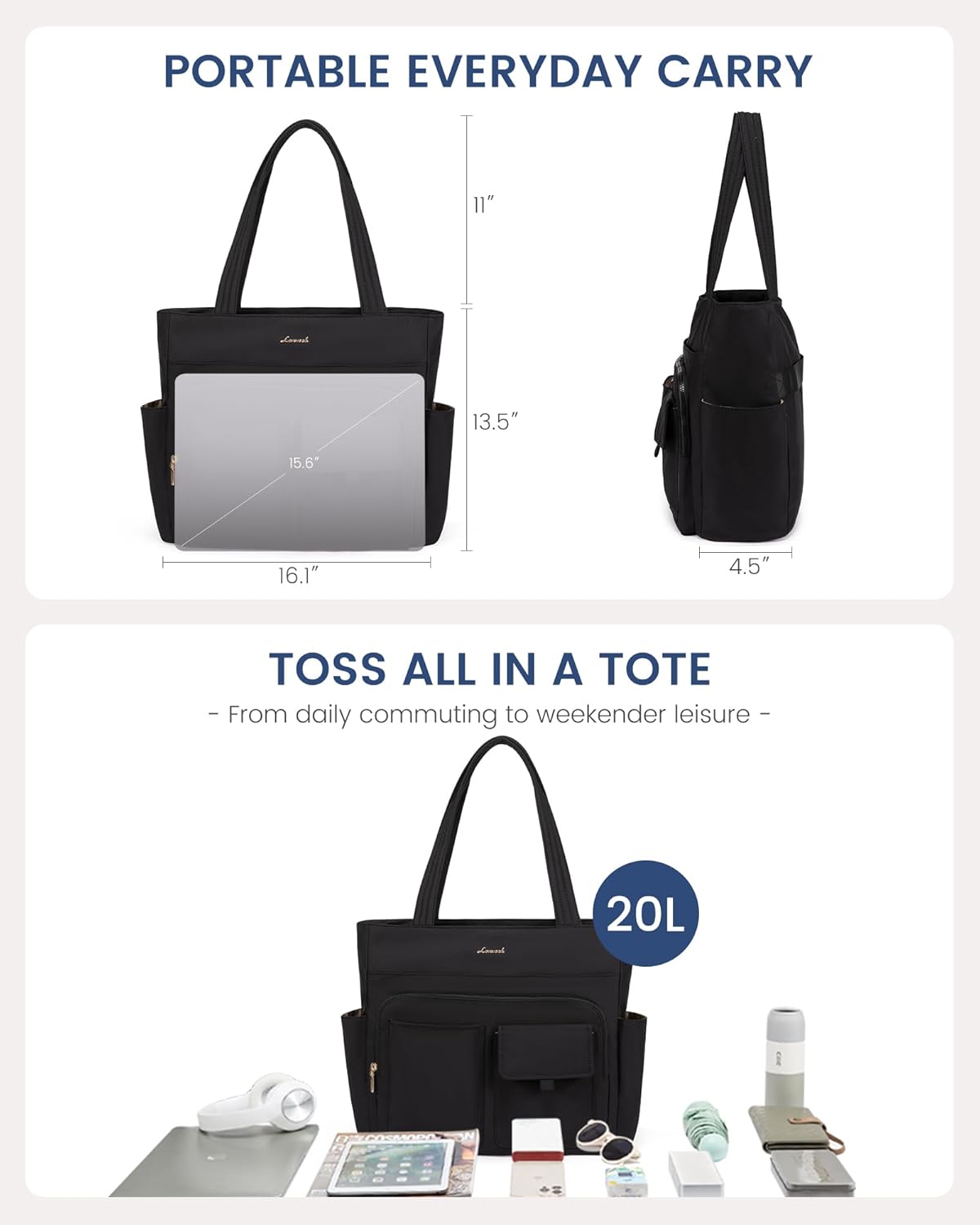LOVEVOOK Tote Bag for Women,Light Puffer Tote Bag with Multi-pockets,Stylish Carry on Laptop Bags for Daily,Travel,Work,Gym