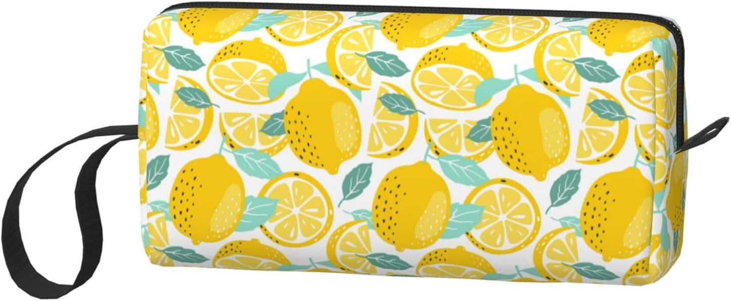 Lemon Makeup Bag Organizer Small Travel Cosmetic Bags Compact Durable Oxford Fabric Multi-Purpose Storage Perfect for Travel, Gym, Daily Use