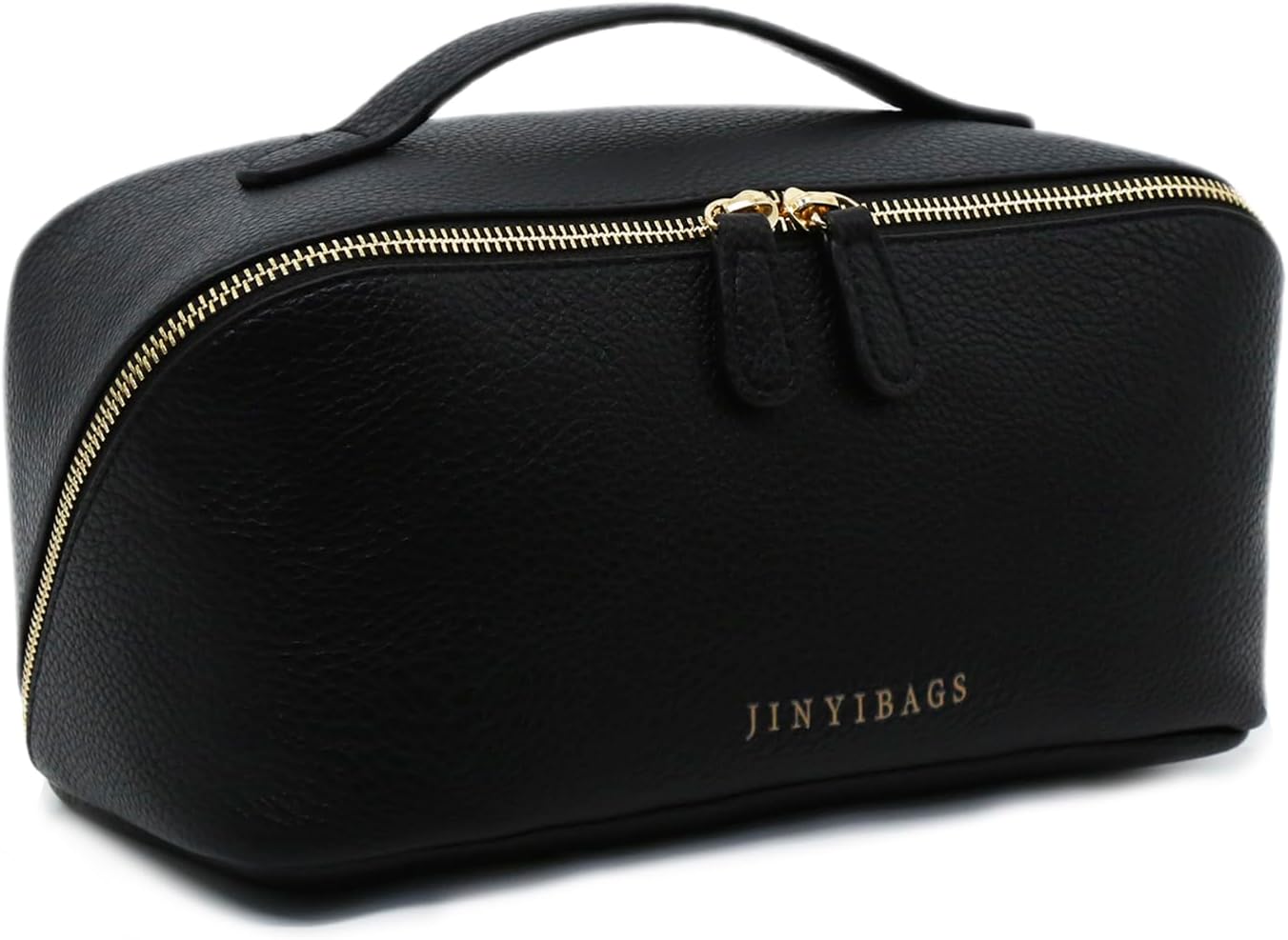 Travel Makeup Bag – Large Cosmetic Organizer with Waterproof PU Leather, Smooth Double Zipper & Tear-Resistant Lining, Toiletry Pouch for Women (Black)