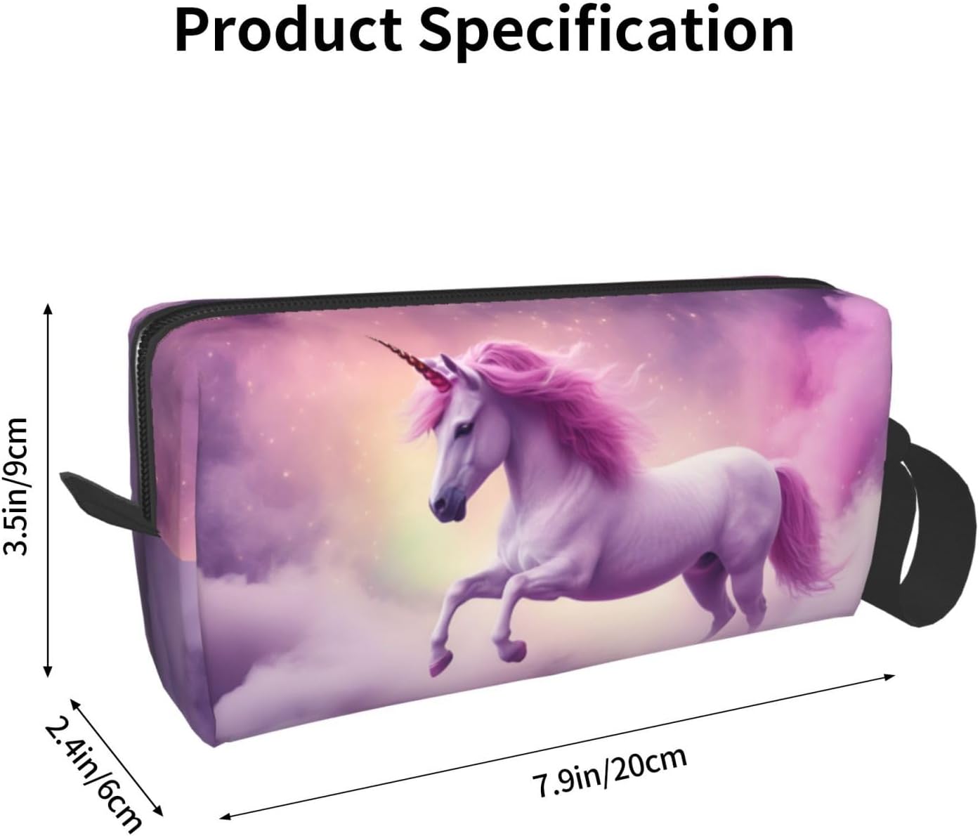 Pastel Unicorn Fantasy Makeup Bag Small Compact & Durable Travel Cosmetic Bag Organizer Oxford Fabric Impact-Resistant Multi-Purpose Storage Perfect for Travel, Gym, Daily Use