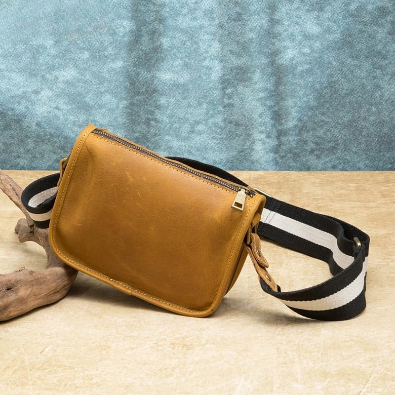 Genuine Leather Vintage Shoulder Bag Crossbody Small Messenger Bag for Men Women Casual Daily Travel Use