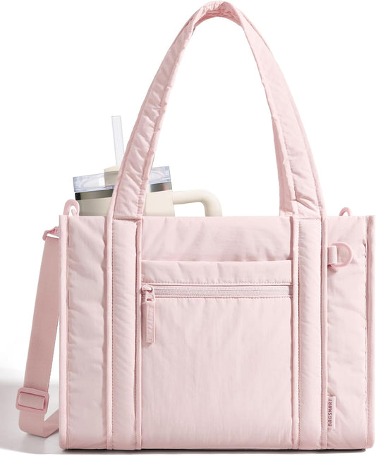 BAGSMART Small Tote Bag for Women, Crossbody Bag with Zipper, Crush Bow Purses for Travel Work College
