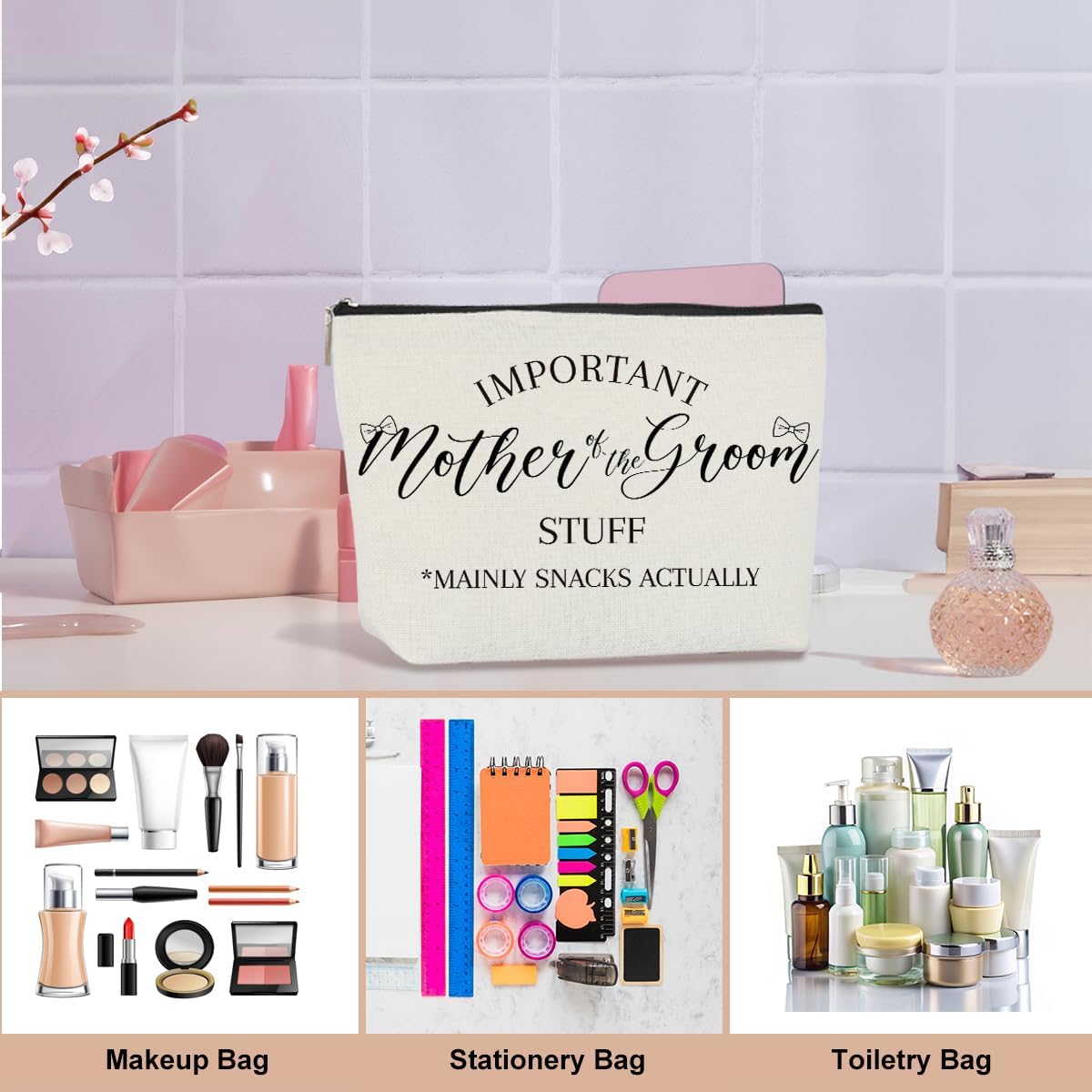 Mother of The Groom Gifts Wedding Gift Ideas Marriage Gifts Makeup Bag Cosmetic Bag for Women Female Friend Coworker Bridal Shower Wedding Gifts Just Married Gifts Newlywed Gift Married Couple Gifts