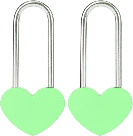 2PCS 3.5" 50mm Love Lock Heart Padlock,Green Single Heart Wish Lock for Lovers Wedding,Valentines,Anniversary,Travel, Wish Day, Bridge(NO Key)