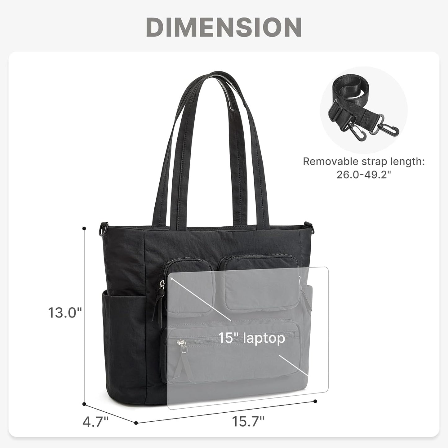 G4Free Tote Bag for Women, Lightweight Work Bag with 15" Laptop Pocket for Teacher Nurse Casual Shoulder Bag for Travel Daily