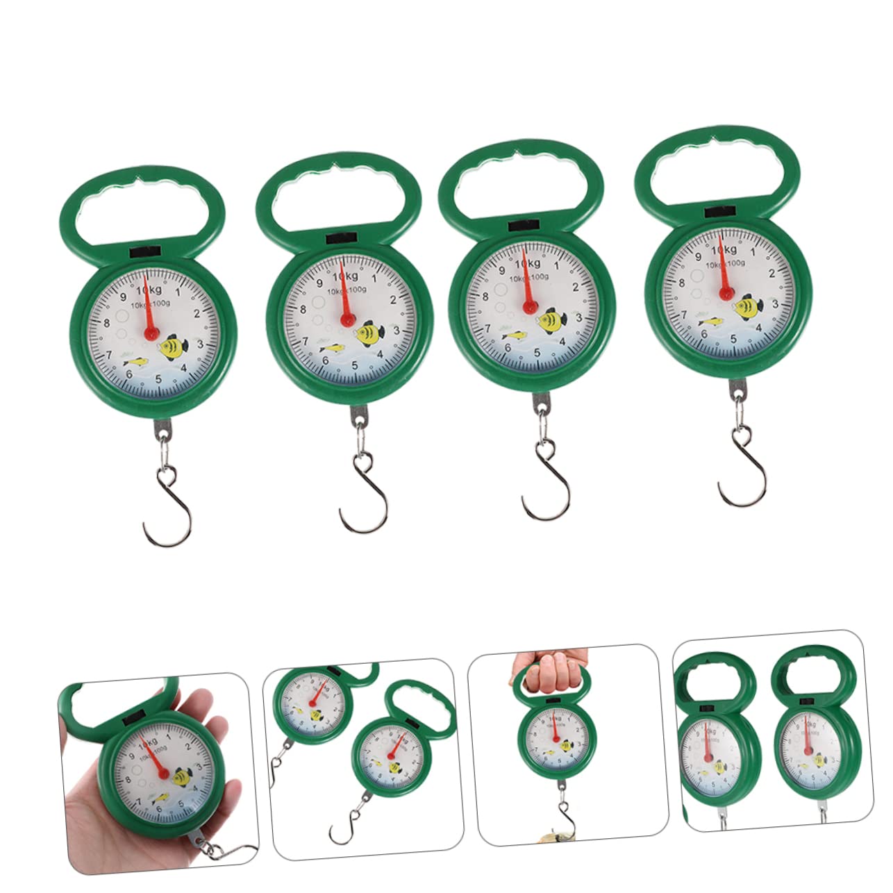 Zerodeko Luggage Scales for Suitcases 4pcs Portable Fishing Weighing Scale Spring Metal Hook Adjustable Wheel Accurate Measurement for Travel and Home Random
