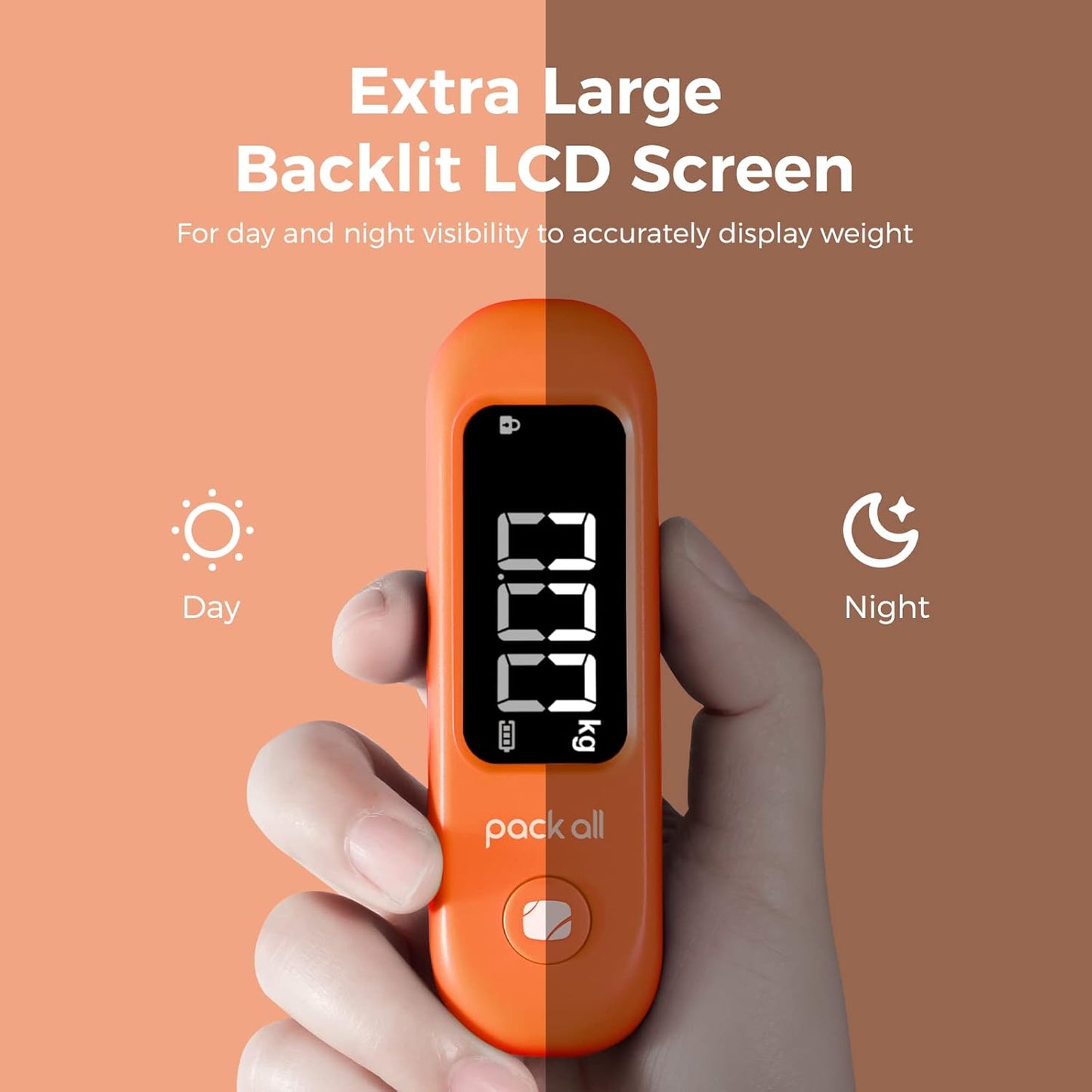 pack all 110 Lbs Luggage Scale, Digital Handheld Baggage Scale, Travel Suitcase Weight Scale with LCD Display, Battery Included, Apple Green