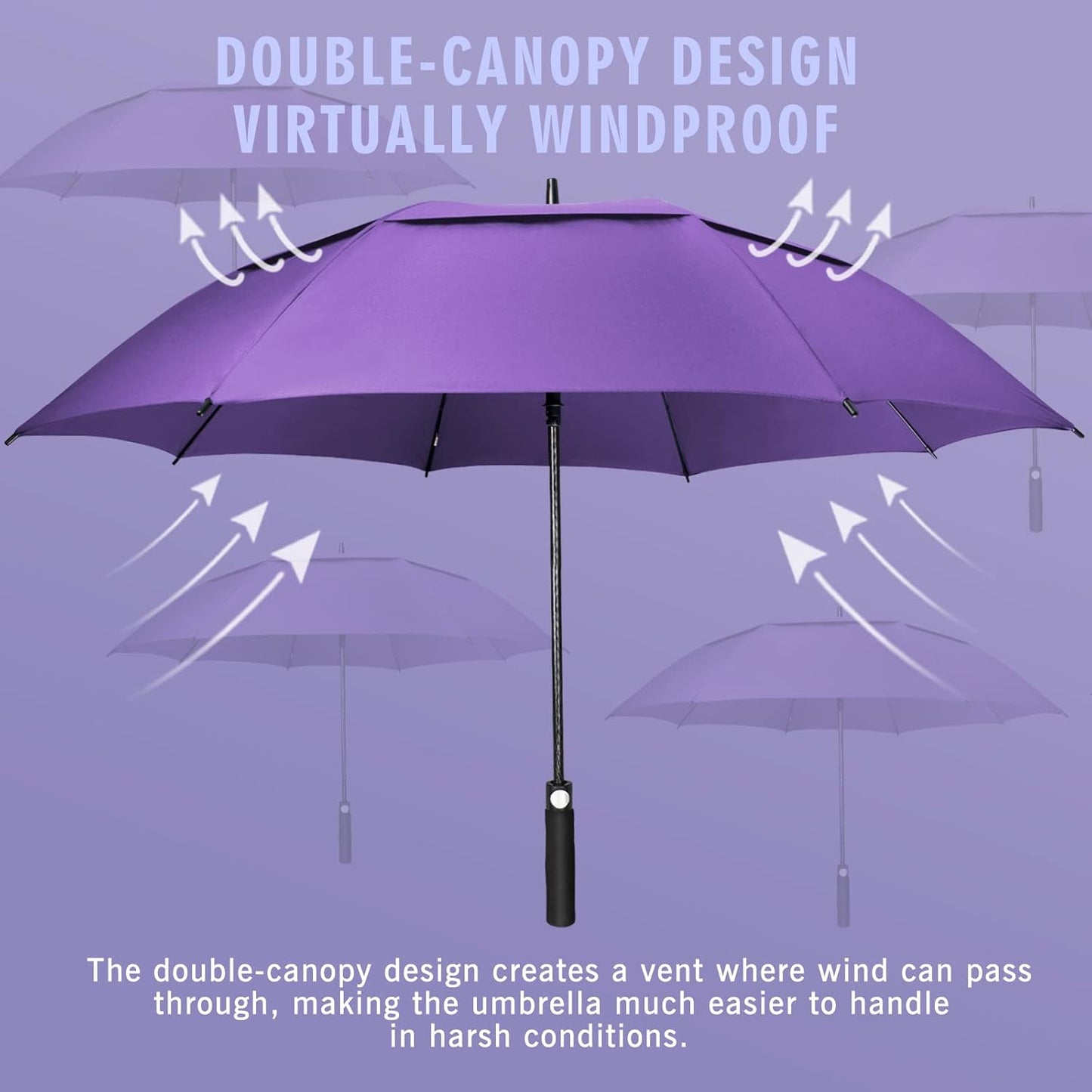 ZOMAKE Golf Umbrella Windproof, Extra Large Oversized Heavy Duty Double Canopy for Rain, Sports Games & Push Cart(51/54/62/68/72Inch)