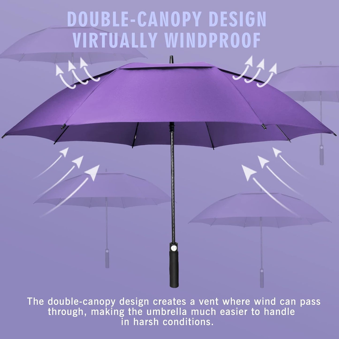 ZOMAKE Golf Umbrella Windproof, Extra Large Oversized Heavy Duty Double Canopy for Rain, Sports Games & Push Cart(51/54/62/68/72Inch)