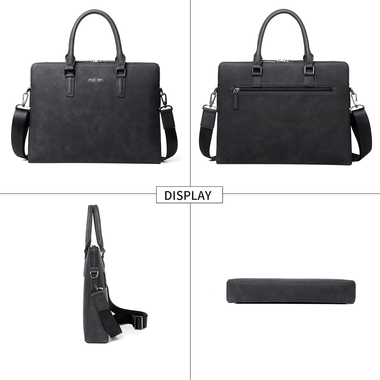FSD. WG Business Bag Leather Messenger Bag Water Resistant Business Travel Briefcase Handbag Briefcase for Men