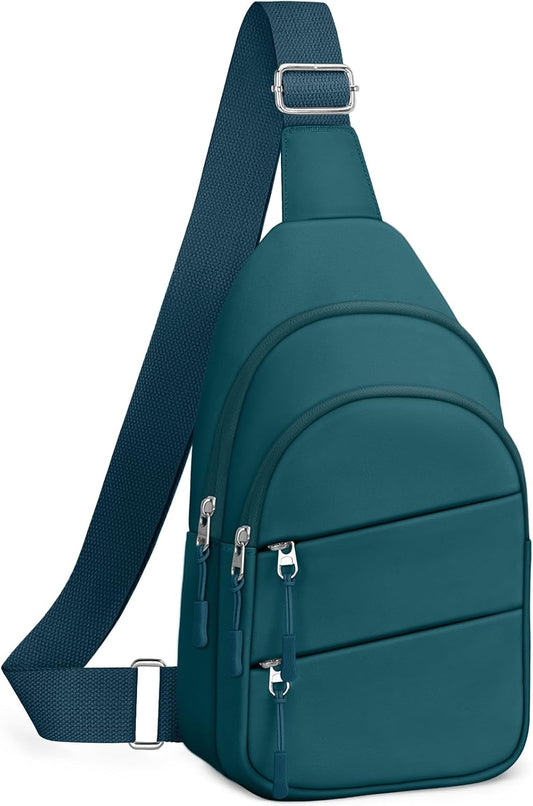 Crossbody Bags for Women, Sling Bag for Men, Small Hiking Backpack Anti Theft Lightweight for Outdoors Travel （M, Teal Blue）