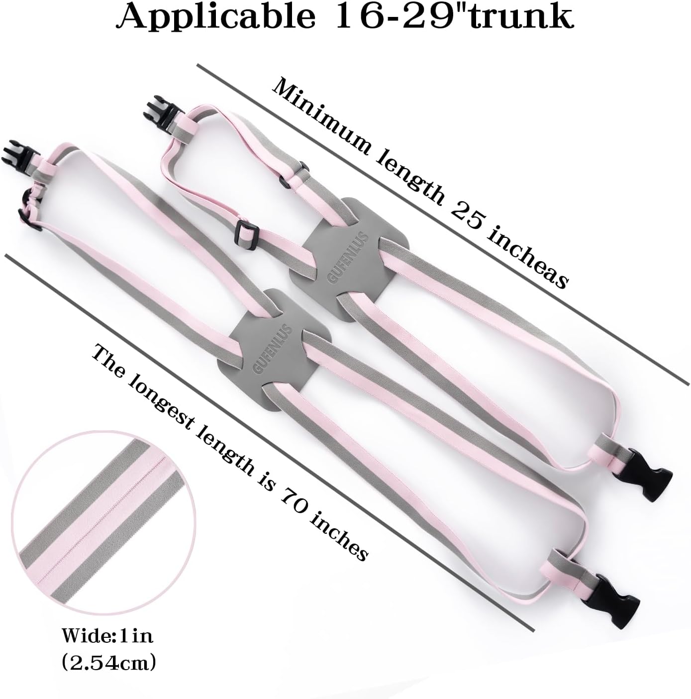 Travel Belt for Luggage Straps Add a Bag Bungees Luggage Strap Over Handle Suitcases Belt for Carry On Bag Elastic Belt Adjustable Suitcase Strap Airport Travel Accessories (Pink/Grey 1pcs)