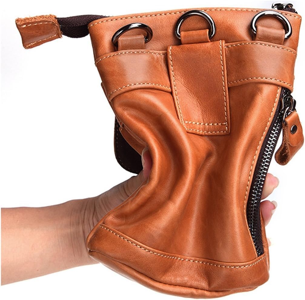 Genuine Leather Fanny Pack for Men Small Messenger Shoulder Waist Bag Satchel Crossbody Pack (Coffee)