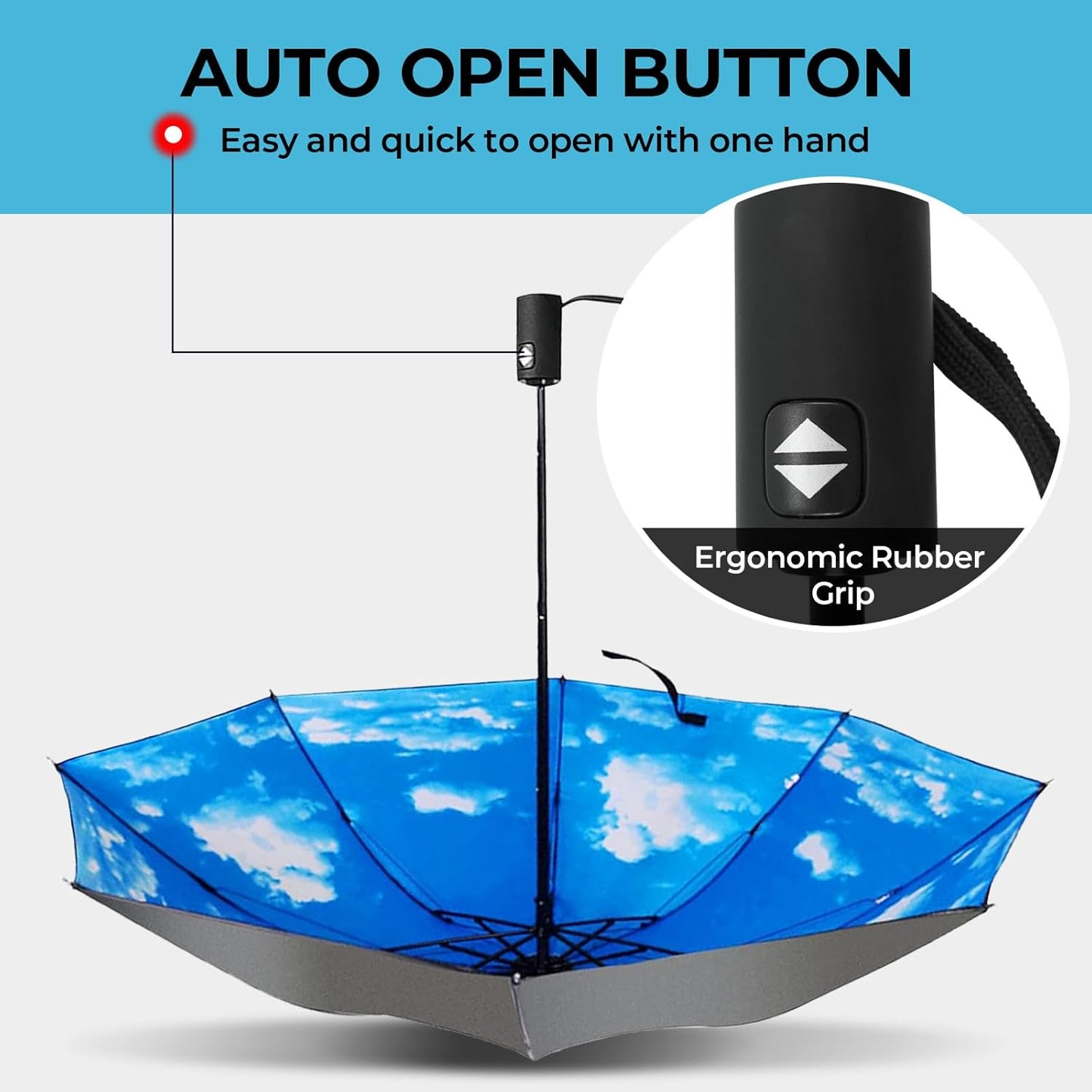 LLanxiry Compact Travel Umbrella, Mini Windproof Umbrellas for Rain & Sun, Small Lightweight Outdoor UV Umbrella, Portable Folding Umbrellas for Travel