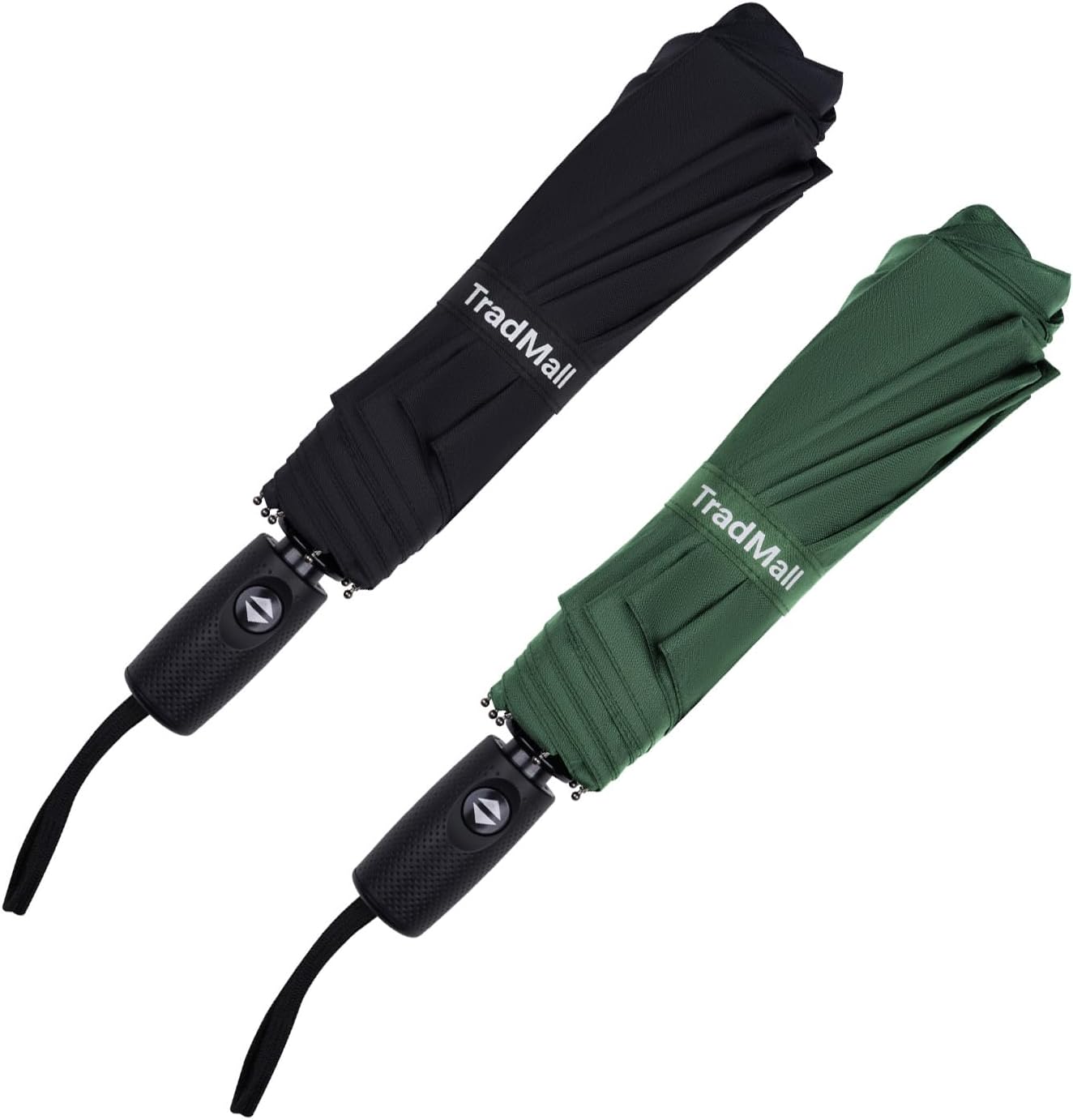 TradMall 2 Pack Travel Umbrella, Double Vented Canopy Windproof Automatic Strong Compact Folding Umbrellas for Rain Women and Men