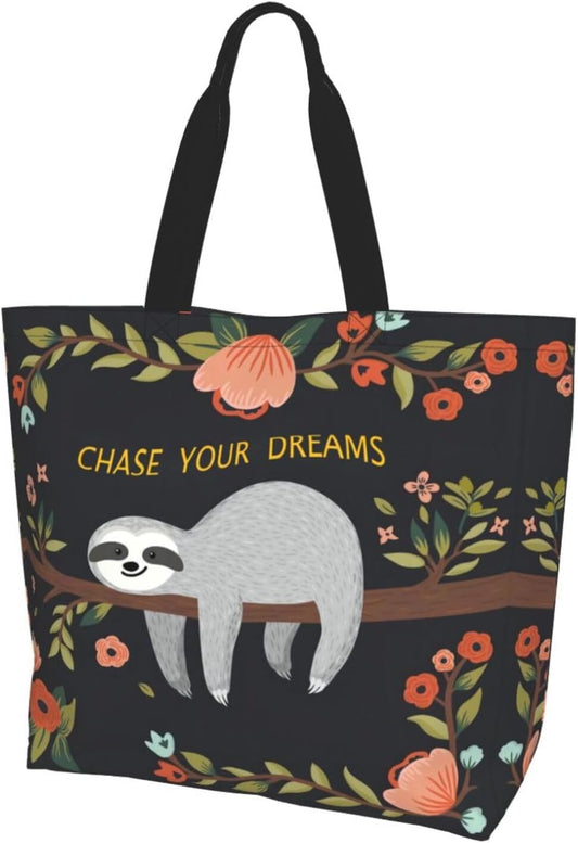 Large Tote Bag for Women Portable Beach Bag Reusable Grocery Bags Funny Gift Bag for Shopping Gym Travel