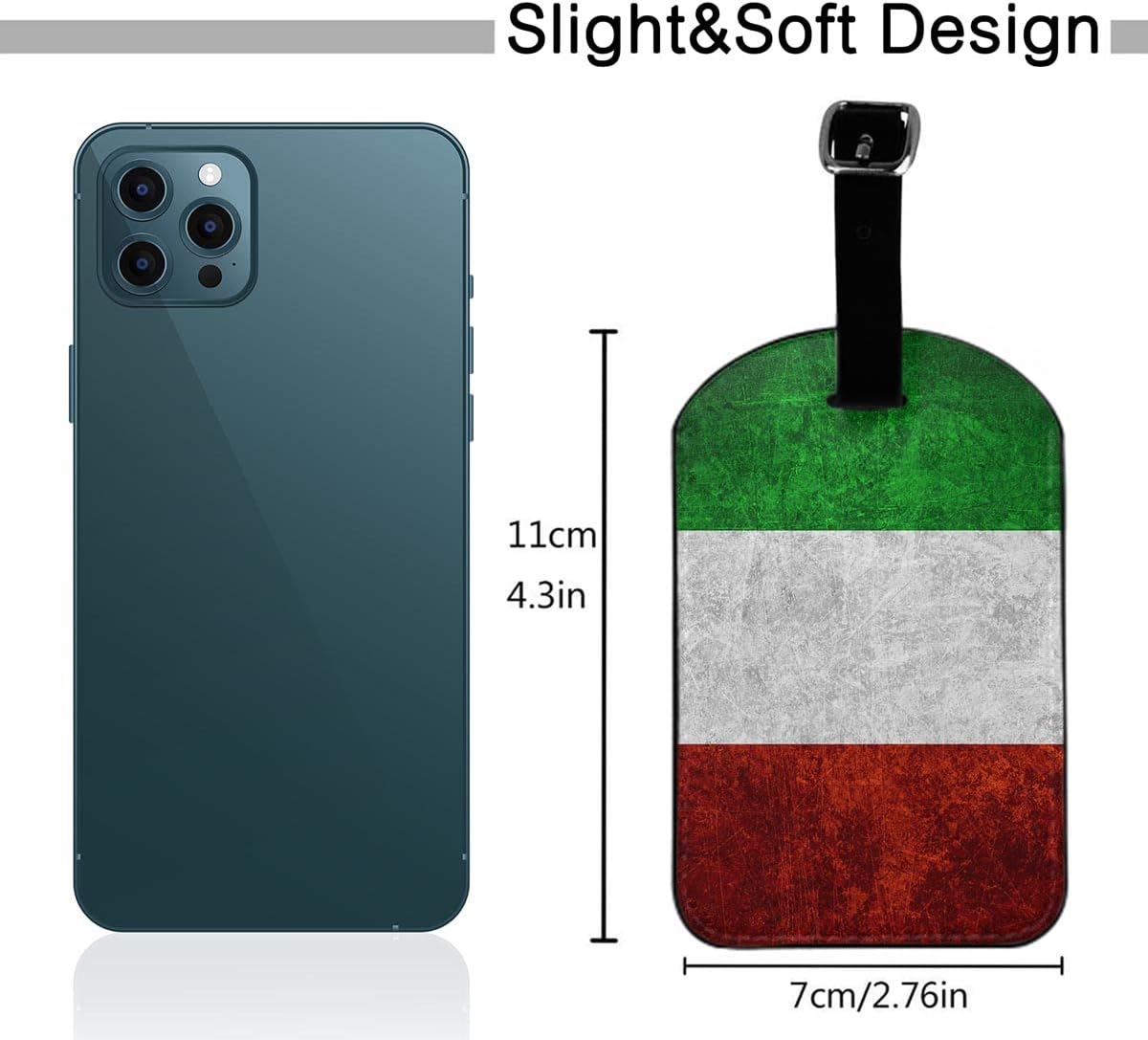 Italian Flag Luggage Tag Vintage Italy Banner Grunge Green White Red National Country Suitcase Tag