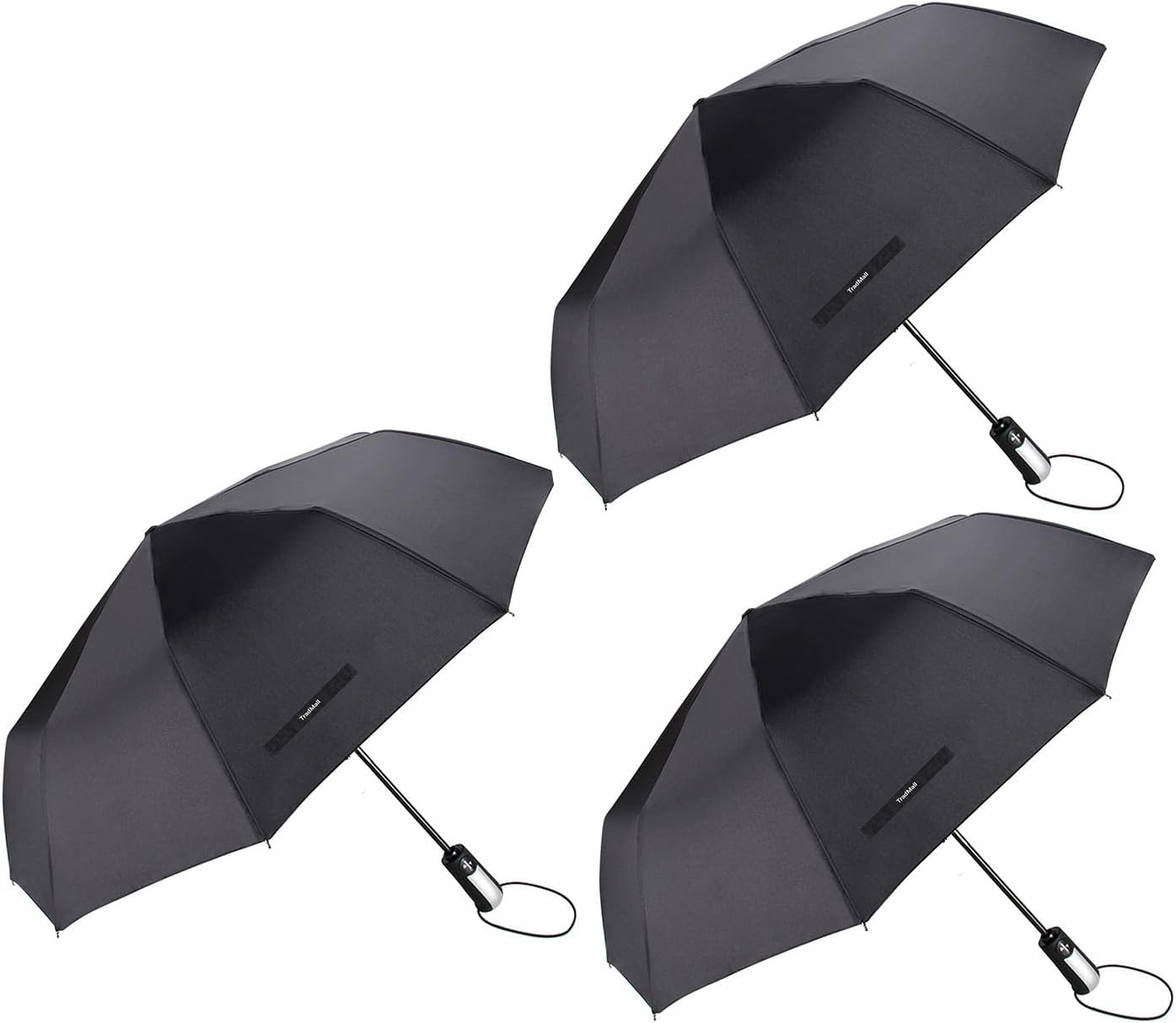 TradMall 3 Pack Travel Umbrella Windproof Portable 46/56 Inches Large Canopy Auto Open & Close