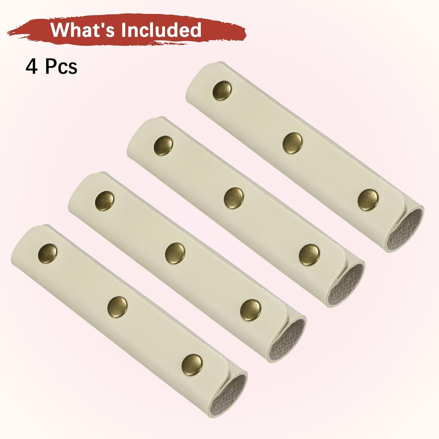 Leather Handle Wrap [4PCS] - Handbag Handle Wrap Cover with 3 Metal Clasps Use for Suitcases & Bags & Shopping Totes & Wallets - [Light Grey-5IN/13CM] Soft Purse Strap Pad