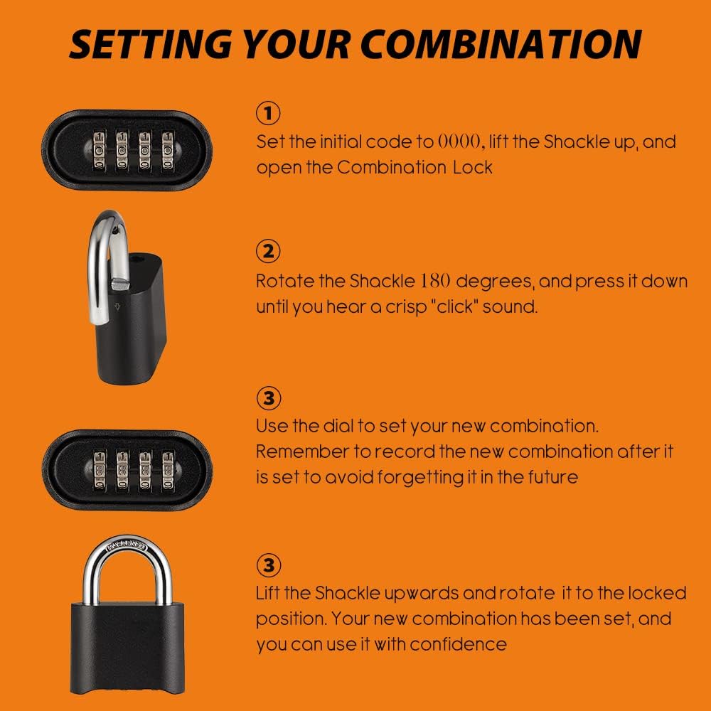 Outdoor Combination Lock, Heavy Duty Weatherproof Pad Locks with Code, Resettable Padlock