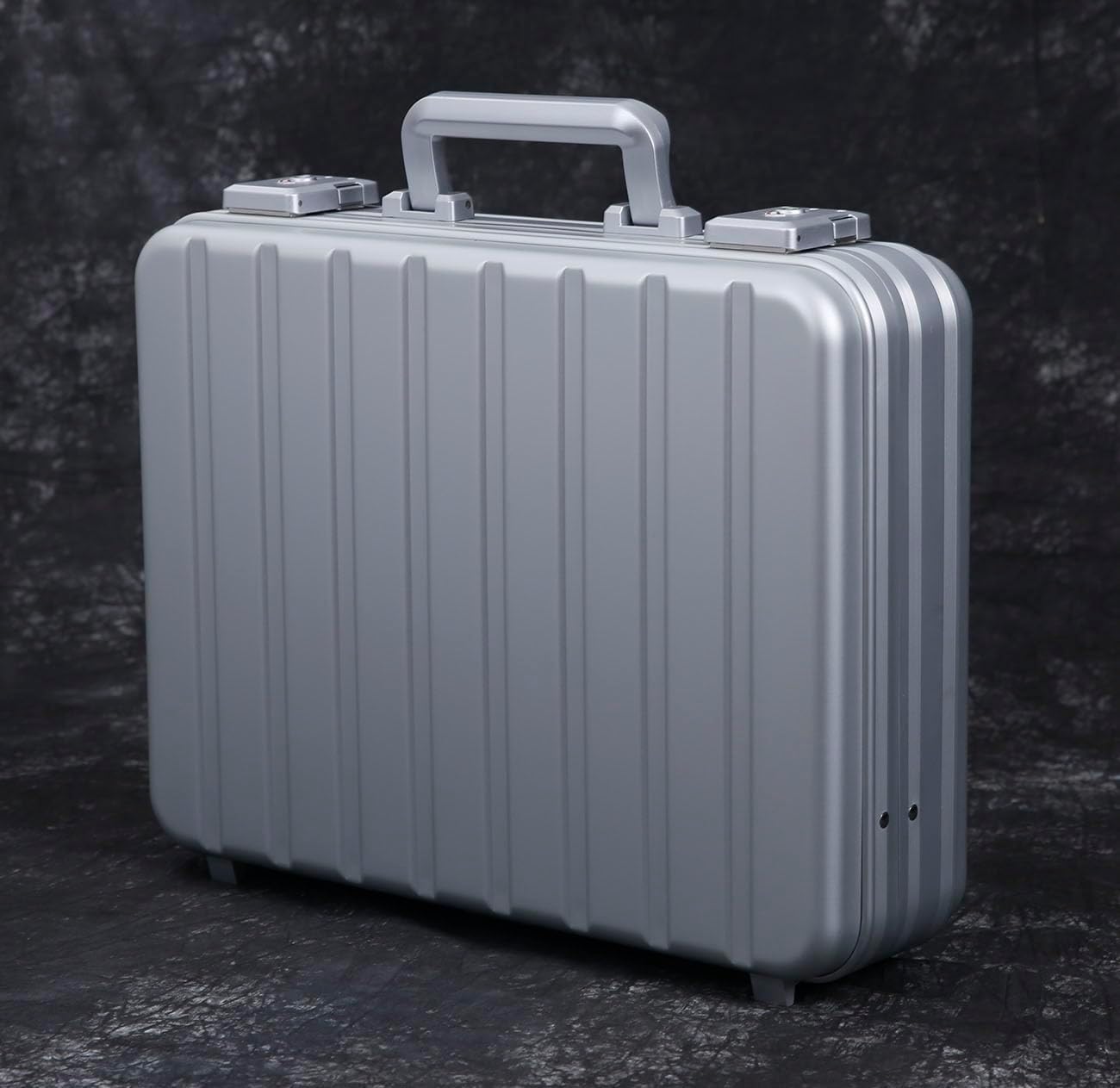 Silver Aluminum Attache Case Padded Laptop Briefcase Combo TSA Lock Hard Sided Money Suitcase with