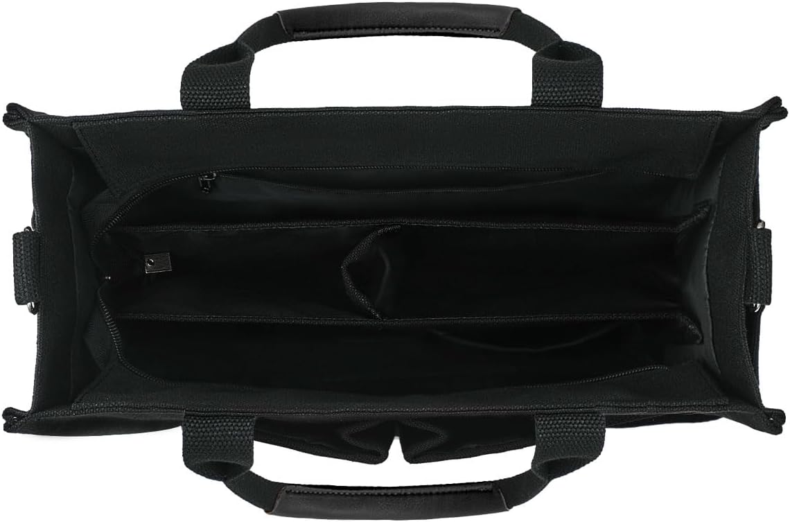 FIORETTO Canvas Tote Bag for Women with Zipper Closure & Individual Compartments for Work College for Teacher & Nurse