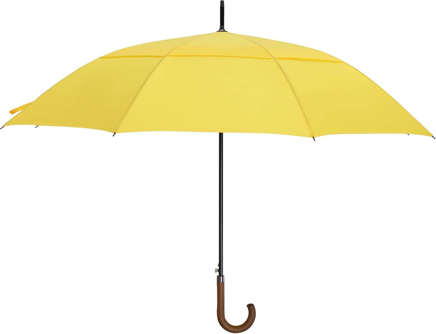 ZEKAR Wooden J-Handle Umbrella, 54/62 inch, Classic Large Windproof Stick Umbrella, Auto Open for Men and Women Golf umbrella (Yellow, 62”)
