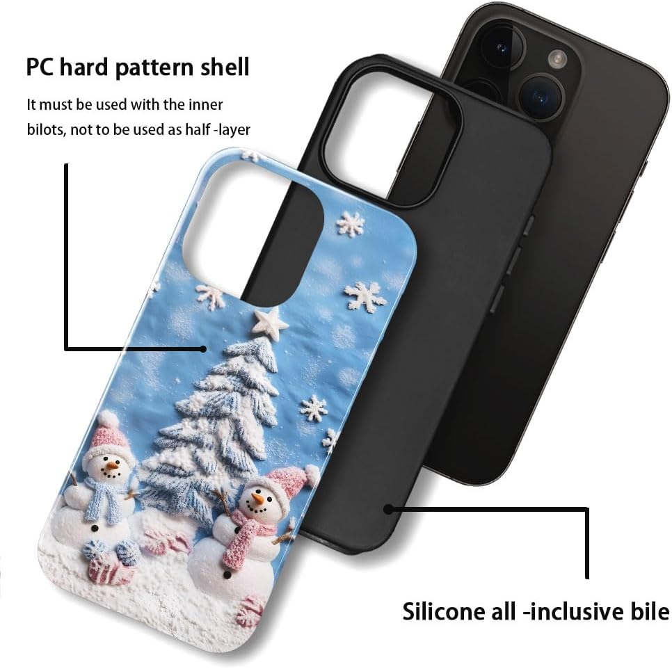 Case for iPhone 11 Pro - Slim Fit Anti-Scratch Phone Case for Girl Women - Snowman Winter Christmas Tree (Glossy)