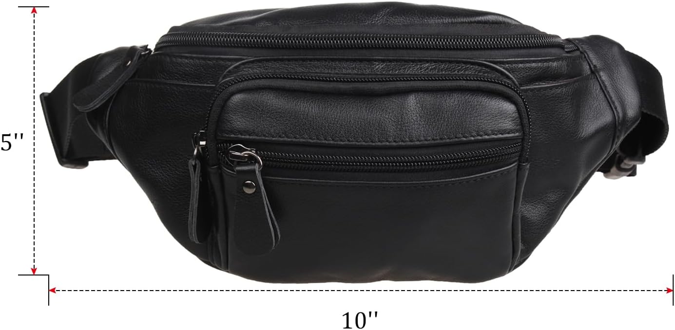 Polare Genuine Leather Fanny Pack/Waist Bag/Organizer (Classic Style)