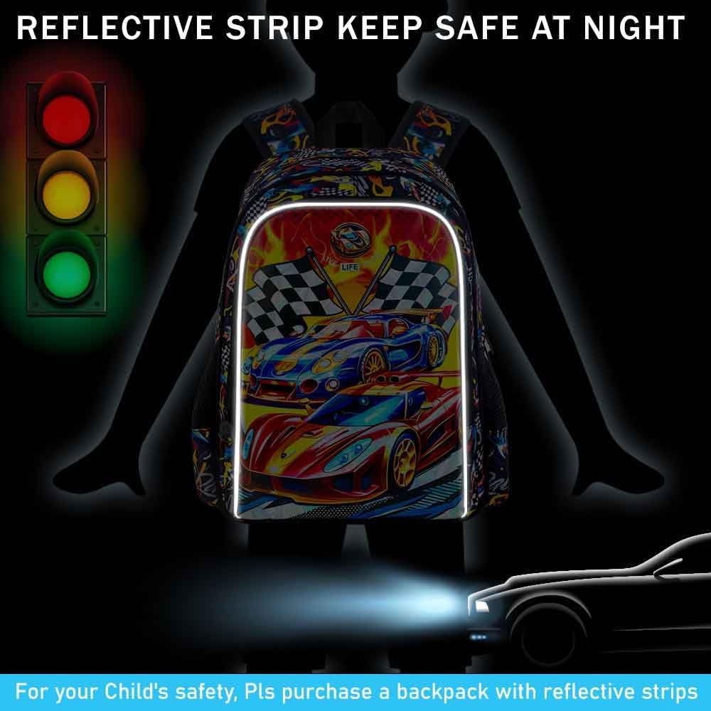3PCS Car Backpack for Boys, Water Resistant Kids Bookbag Set with Lunch Box, Cute School Bag for Preschool Toddler