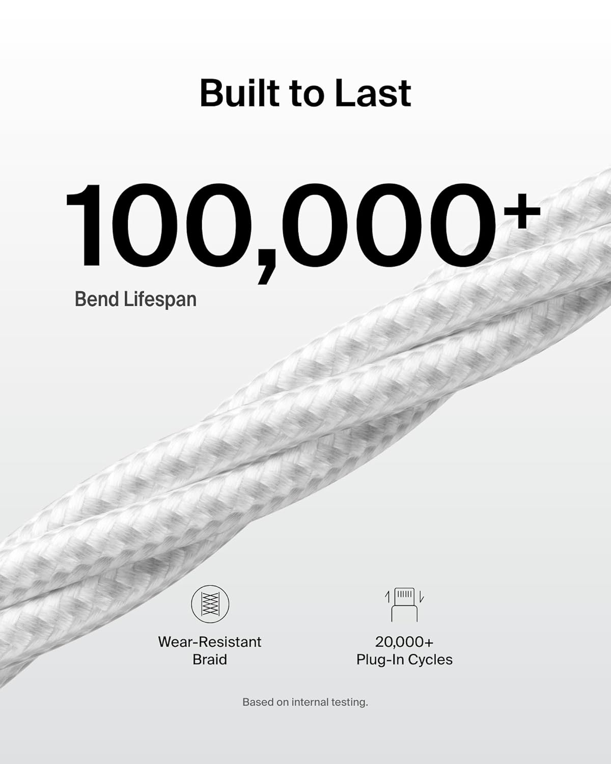 Belkin USB A to USB C Cable 2-Pack, 3.3ft, 15W - Type C Charger, iPhone Charger Cord, Soft, Braided, Flexible for iPhone 17 & 16, Galaxy S25, Pixel 10, iPad Pro, Airpods Pro, Switch & More - White
