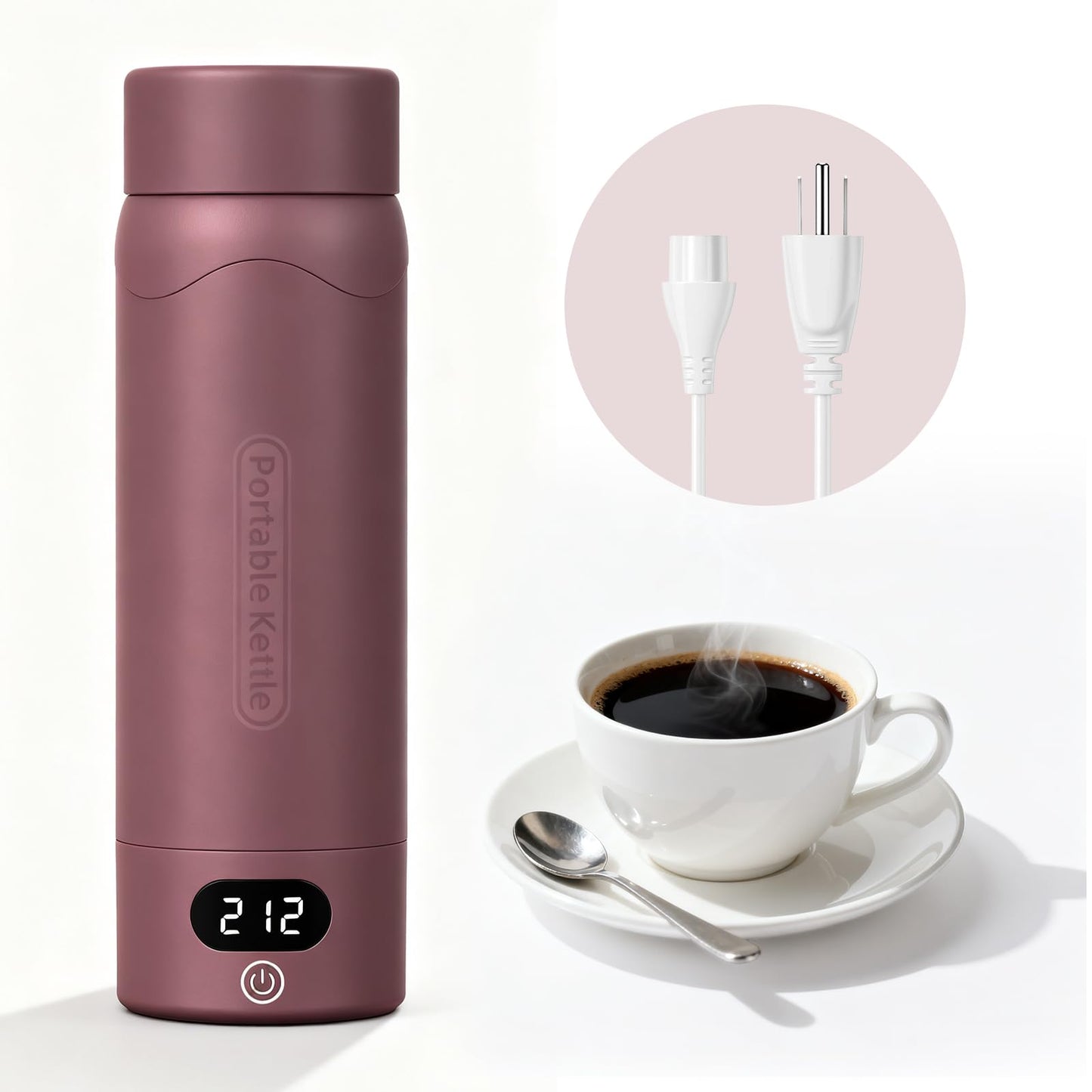 Travel Electric Kettle Portable Mini Kettle, 316 Stainless Steel 16.91Oz/500mL, Small Hot Water